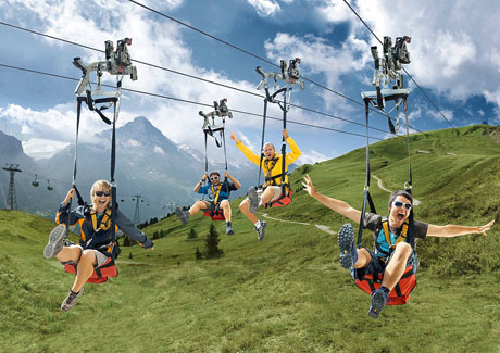 First Flieger 
 First Flyer, an 800
meter zip
line in Switzerland