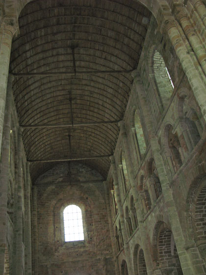 The nave in Romanesque style