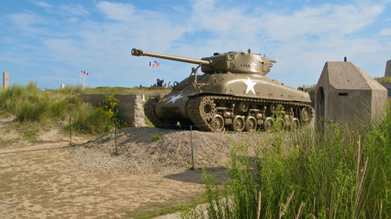 American Sherman tank on Utah Beach