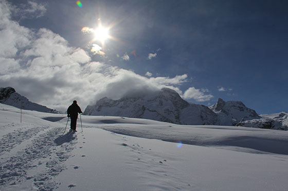 Hiking up to Gornergrat 
 the Klein Matterhorn in the background on the right