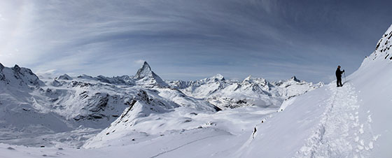 Snowshoeing up to Gornergrat